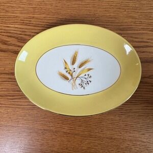 Century Service Corp Autumn Gold Oval Platter Wheat Semi Vitreous Yellow Vintage